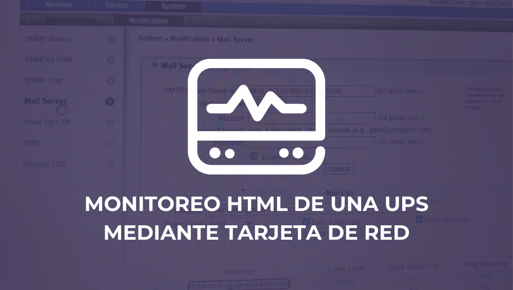 Monitoreo HTML de una UPS mediante tarjeta de red